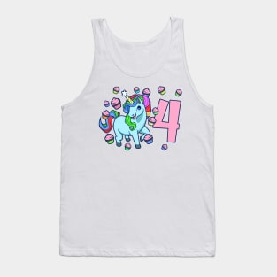 I am 4 with unicorn - girl birthday 4 years old Tank Top